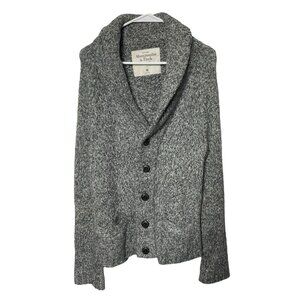 Abercrombie & Fitch Cardigan Mens M Shawl Collar Sweater Knit Gray Grandpa Vtg
